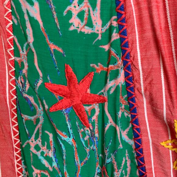 Lightweight Bright Striped Lace Embroidered Dress Coverup Cottage Small Medium - Picture 11 of 11